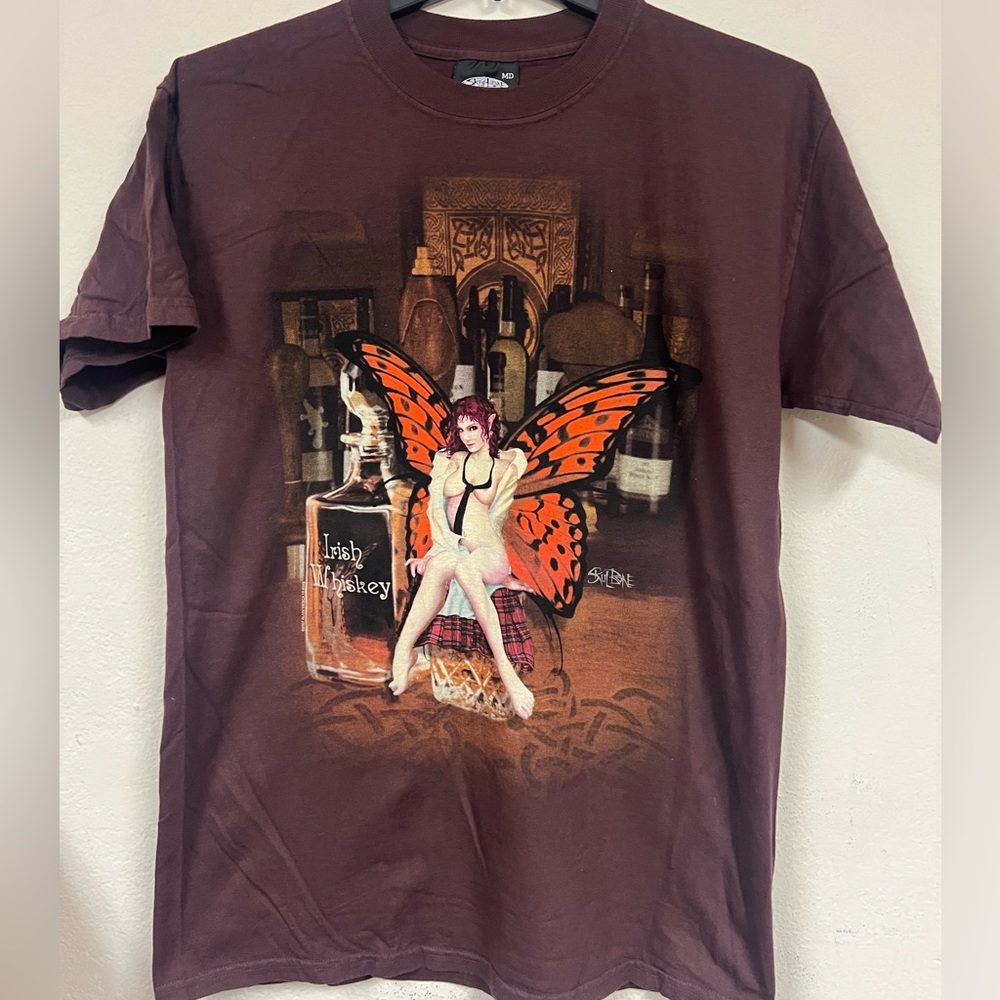 SkullBone Vintage 2005 Irish Whiskey T-Shirt Dyed and Printed Shirt - New